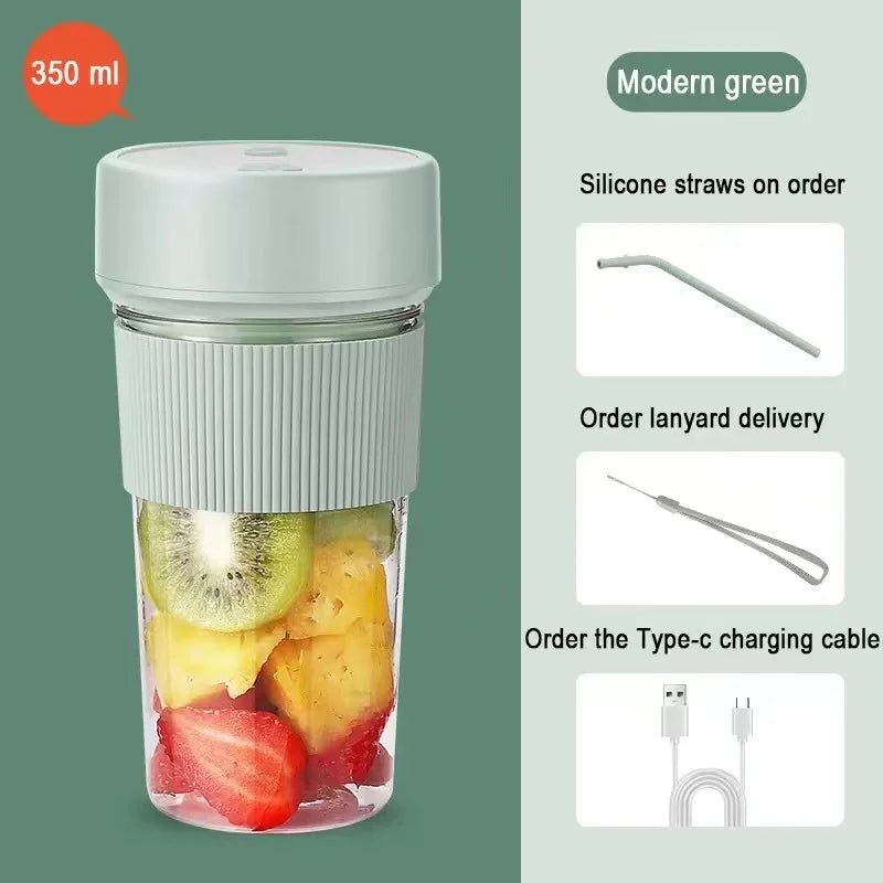 Mini Electric Rechargeable Portable Wireless Juicer cup 6 Blades Fruit Smoothie Blender Puree Mixer