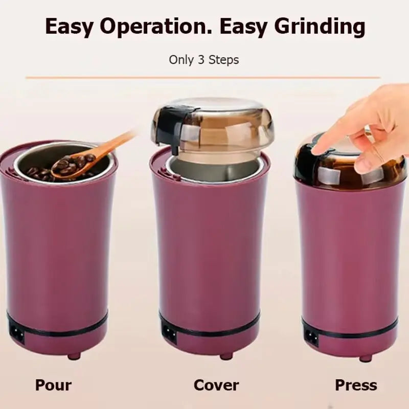 2024 NEW Mini Portable Electric Coffee Bean Grinder Kitchen Tool Herbs Salt Pepper Spices Nuts Crusher EU Plug -Black