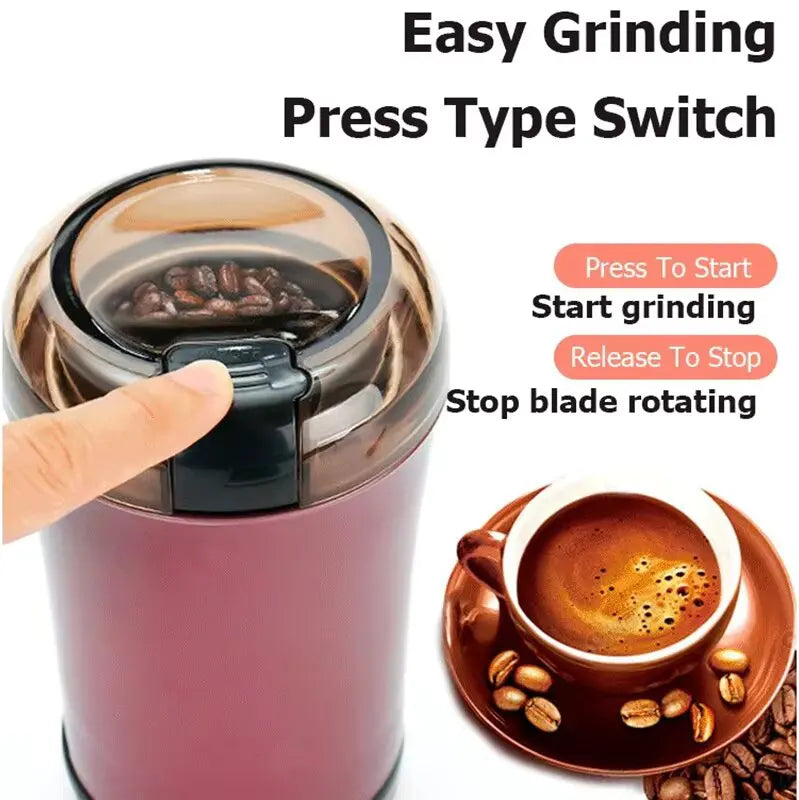 2024 NEW Mini Portable Electric Coffee Bean Grinder Kitchen Tool Herbs Salt Pepper Spices Nuts Crusher EU Plug -Black