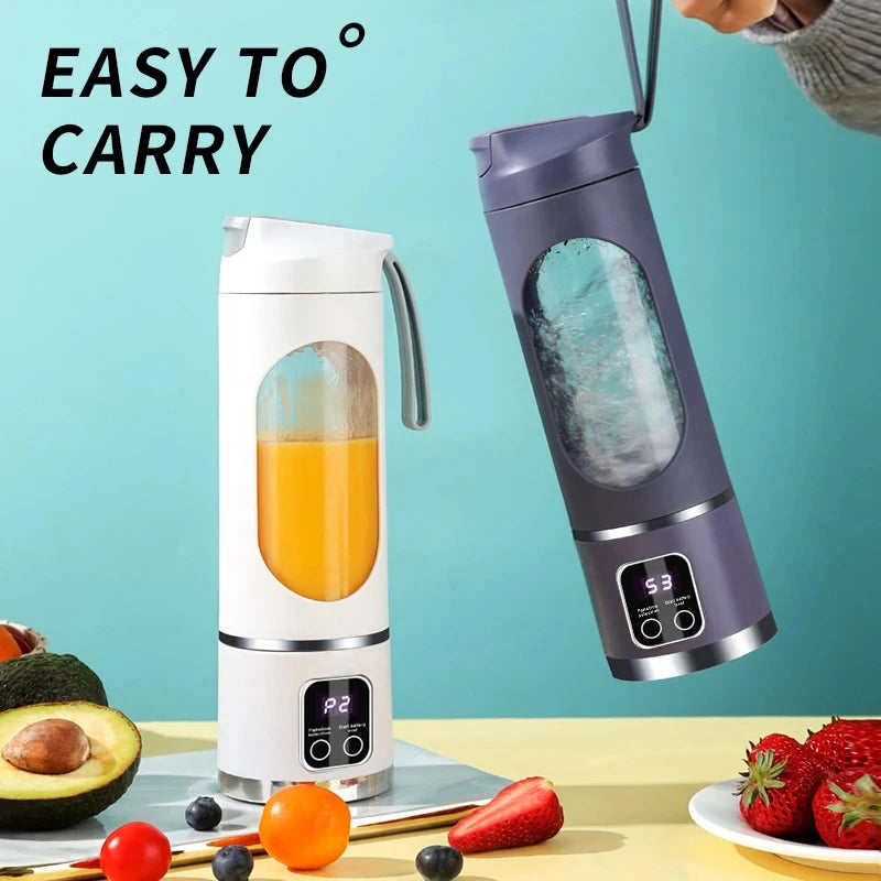 2024 New Household Charging MINI Crushed Ice Electric Juicer Powerful Motor 450ML Large Capacity Digital Display Juice Cup