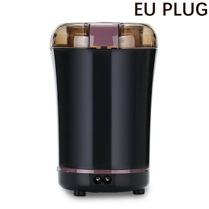 2024 NEW Mini Portable Electric Coffee Bean Grinder Kitchen Tool Herbs Salt Pepper Spices Nuts Crusher EU Plug -Black