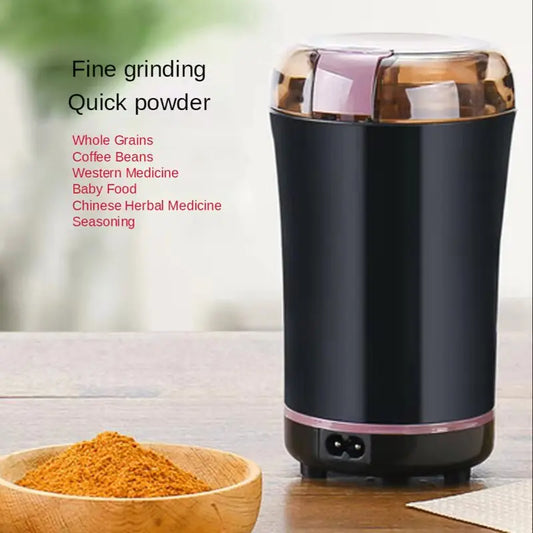 2024 NEW Mini Portable Electric Coffee Bean Grinder Kitchen Tool Herbs Salt Pepper Spices Nuts Crusher EU Plug -Black